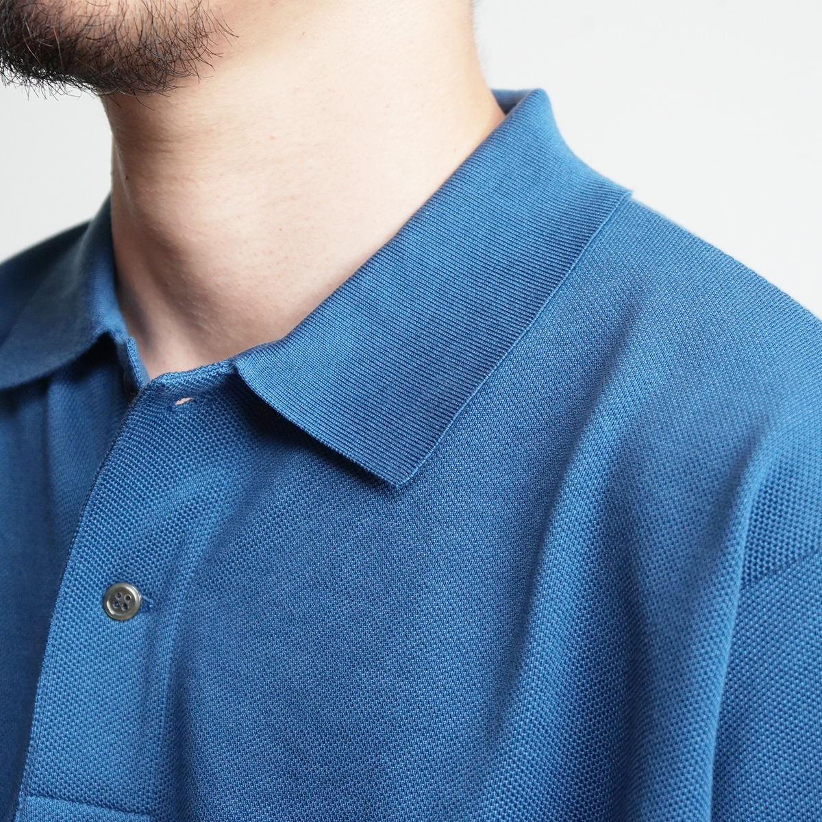バトナー シーアイランドコットン ピケ ポロシャツ ネイビー サイズ2 日本製 シーアイランドコットン ニットポロシャツ（Light Navy）| Sunspel